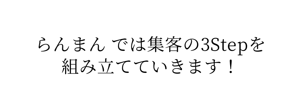 らんまん では集客の3Stepを 組み立てていきます